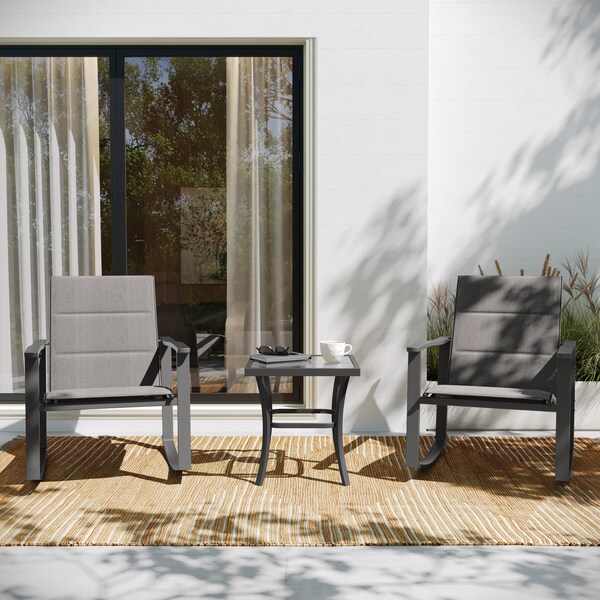 Flash Furniture Gray 3-Piece Rocking Chair and Side Table Set FV-FSC-2315-GRY-GG - main